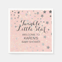 Twinkle Little Star Blush Pink Silver Baby Dusche Serviette