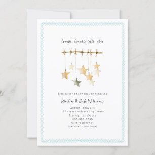 Twinkle Little Star Boho Blue Boy Baby Dusche Einladung