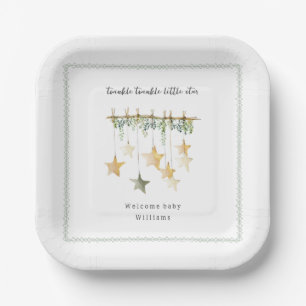 Twinkle Little Star Boho Botanical Babyparty Pappteller