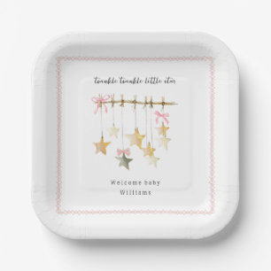 Twinkle Little Star Boho Bows Baby Shower Pappteller