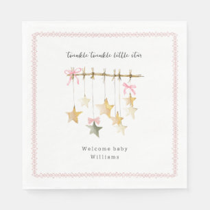 Twinkle Little Star Boho Bows Baby Shower Serviette