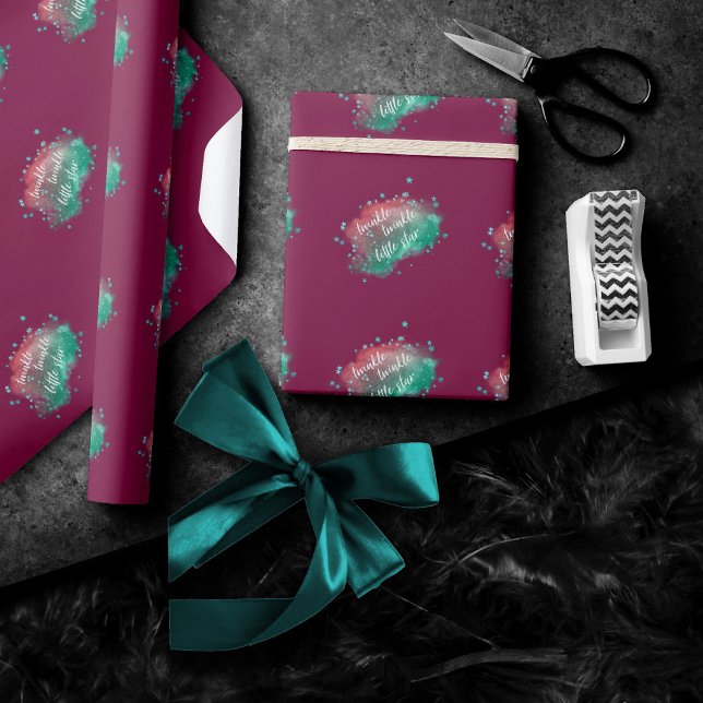 Twinkle Little Star | Bold Magenta Pink Minze Gree Geschenkpapier (Von Creator hochgeladen)