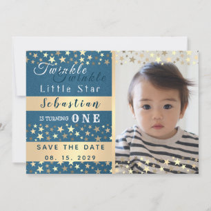 Twinkle Little Star Boy 1. Geburtstag Save The Date