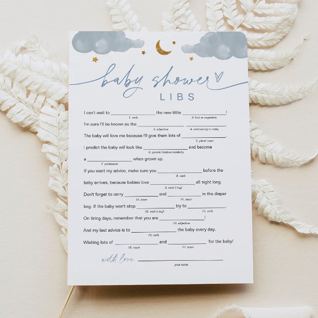 Twinkle Little Star Boy Baby Dusche Libs Spielkart Einladung (Von Creator hochgeladen)