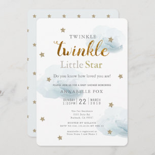 Twinkle Little Star & Cloud Baby Dusche Einladung