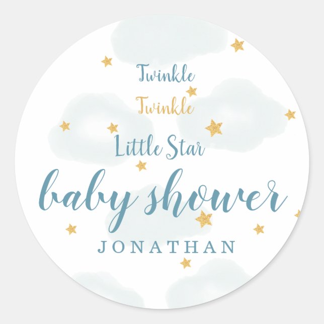 Twinkle Little Star & Cloud Baby Dusche Runder Aufkleber (Vorderseite)