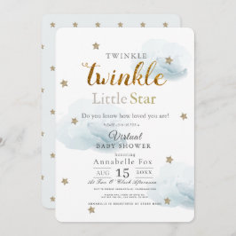 Twinkle Little Star Cloud Blue Virtual Baby Dusche Einladung