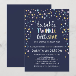 Twinkle Little Star Confetti & Blue Baby Dusche Einladung