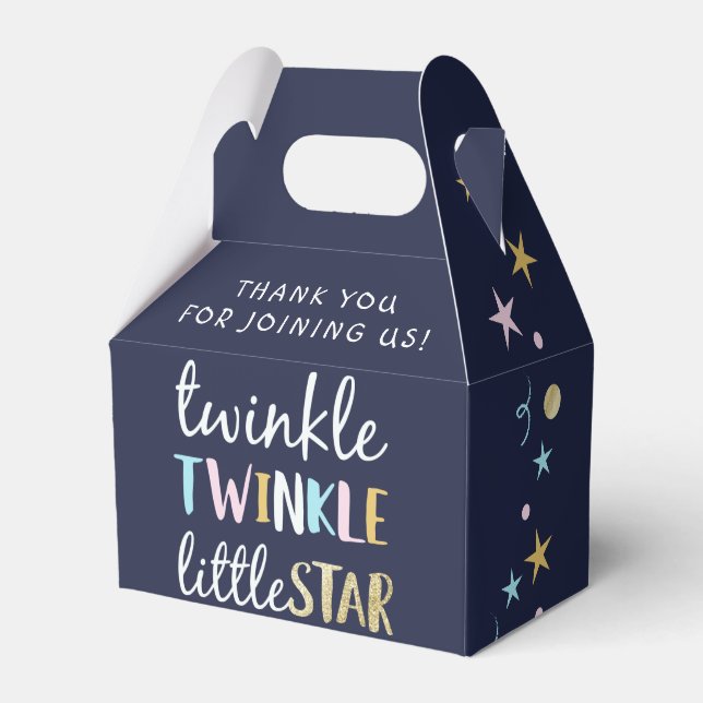 Twinkle Little Star Confetti & Blue Baby Dusche Geschenkschachtel (Vorderseite)