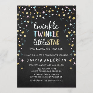 Twinkle Little Star Confetti & Chalk Baby Dusche Einladung