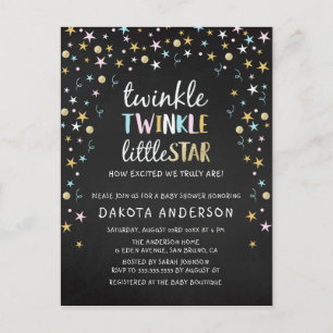 Twinkle Little Star Confetti & Chalk Baby Dusche Einladungspostkarte