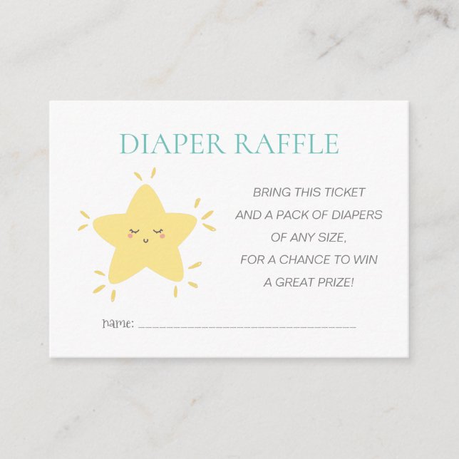 Twinkle Little Star Diaper Raffle Baby Dusche Begleitkarte (Vorderseite)