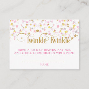 Twinkle Little Star Diaper Raffle Pink Gold Creme Begleitkarte