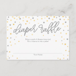Twinkle Little Star Diaper Raffle Ticket Gray Begleitkarte
