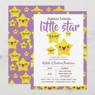 Twinkle Little Star Dusche Purp Gelb Moderne Niedl Einladung