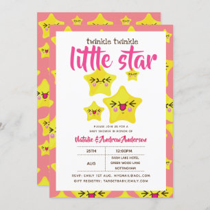 Twinkle Little Star Dusche Rosa Gelb Moderne Niedl Einladung