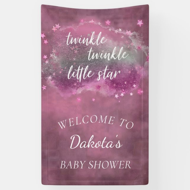 Twinkle Little Star | Dusty Mauve Pink Silver Gray Banner (Vertikal)