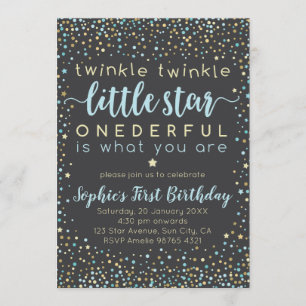 Twinkle Little Star Einladung zum ersten Geburts