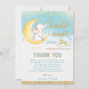 Twinkle Little Star Elephant Baby Boy Dankeskarte