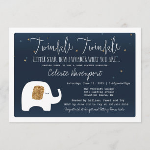 Twinkle Little Star Elephant Baby Dusche einladen Einladung