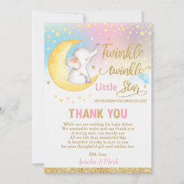 Twinkle Little Star Elephant Baby Girl Dankeskarte