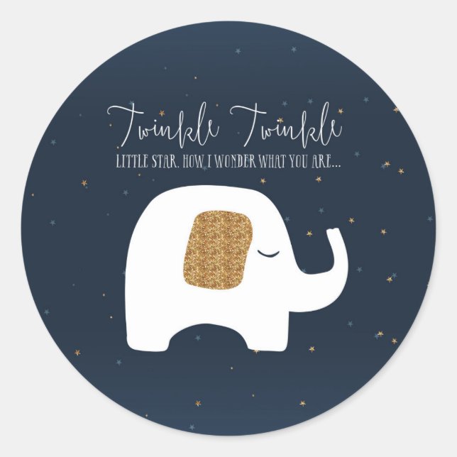 Twinkle Little Star Elephant Baby Shower Stickers (Vorderseite)