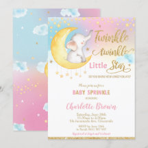 Twinkle Little Star Elephant Baby Sprinkle Girl