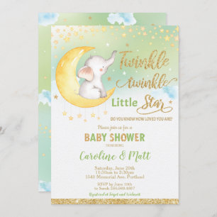Twinkle Little Star Elephant Babydusche Neutral Einladung