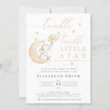 Twinkle Little Star Elephant Neutral Baby Dusche