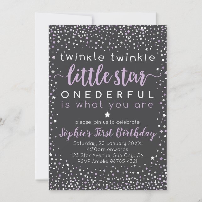 Twinkle Little Star| Ersteinladung zum Geburtstag Einladung (Vorderseite)