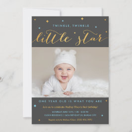 Twinkle Little Star Erster Geburtstag Einladungsju Einladung