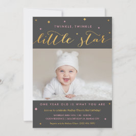 Twinkle Little Star Erstgeburtstag Einladung Mädch