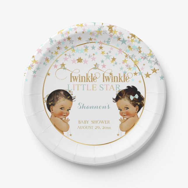 Twinkle Little Star Ethnic Baby Gender Neutral Pappteller (Vorderseite)