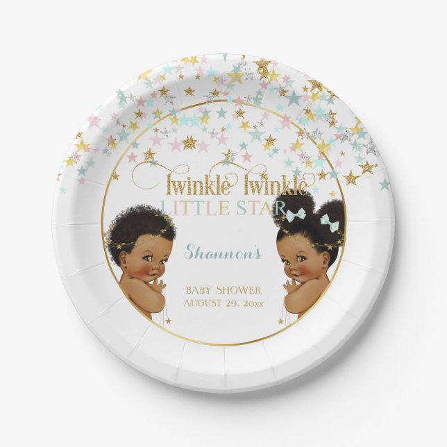 Twinkle Little Star Ethnic Baby Gender Neutral Pappteller (Vorderseite)