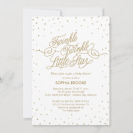 Twinkle Little Star Extravagant Gold & White Baby Einladung