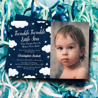Twinkle Little Star Foto 2. Geburtstag Einladung