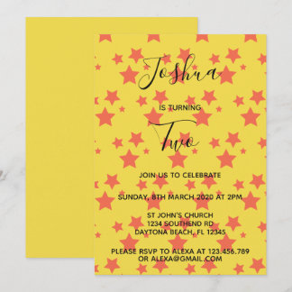Twinkle Little Star Geburtstagseinladung gelb Einladung