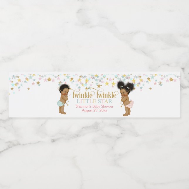 Twinkle Little Star Gender Neutral Ethnic Baby Wasserflaschenetikett (Einzelnes Label)
