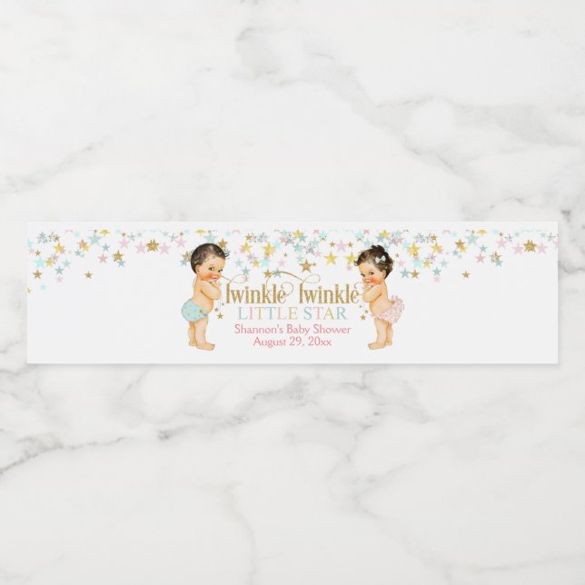 Twinkle Little Star Gender Reveal Baby Wasserflaschenetikett (Einzelnes Label)