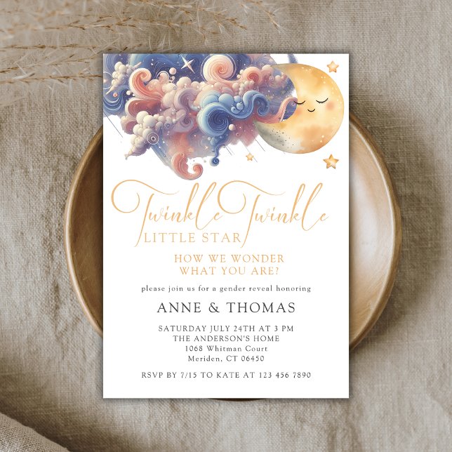 Twinkle Little Star Gender Reveal Custom Party Einladung (Von Creator hochgeladen)