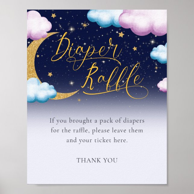 Twinkle Little Star Gender Reveal Diaper Raffle Poster (Vorne)