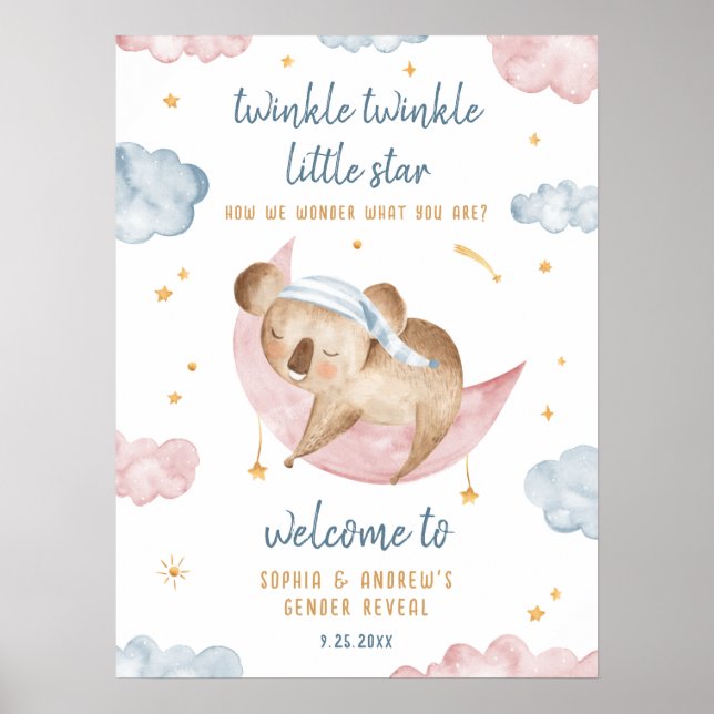 Twinkle Little Star Gender Reveal Welcome Poster (Vorne)
