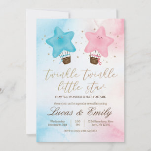 Twinkle Little Star Geschlechtsenthüllungs-Einladu Einladung