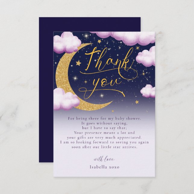 Twinkle Little Star Girl Baby Dusche Danke (Vorne/Hinten)