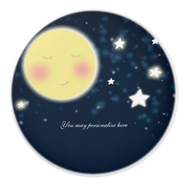 Twinkle Little Star Glows Happy Moon Celestial Keramikknauf (Vorderseite)