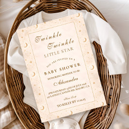 Twinkle Little Star Gold Baby Shower Einladung