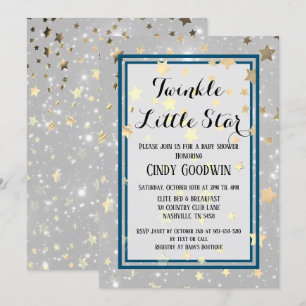 Twinkle Little Star Gold Glitzer Baby Dusche Einladung