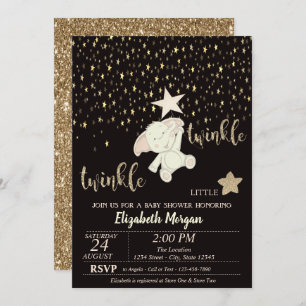 Twinkle Little Star Gold Glitzer, Bear Baby Dusche Einladung