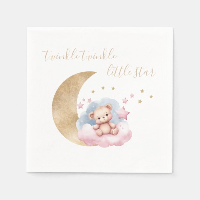Twinkle Little Star Gold Moon Baby Dusche Serviette (Vorderseite)