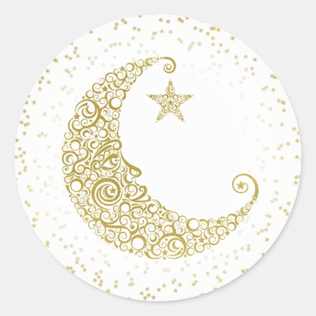 Twinkle Little Star Gold Moon Sticker Weiß (Vorderseite)
